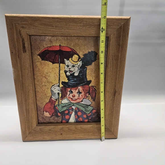 Child Clown With Cat by Beverly Edwards Vintage 1960s Framed Print Umbrella - Picture 5 of 6